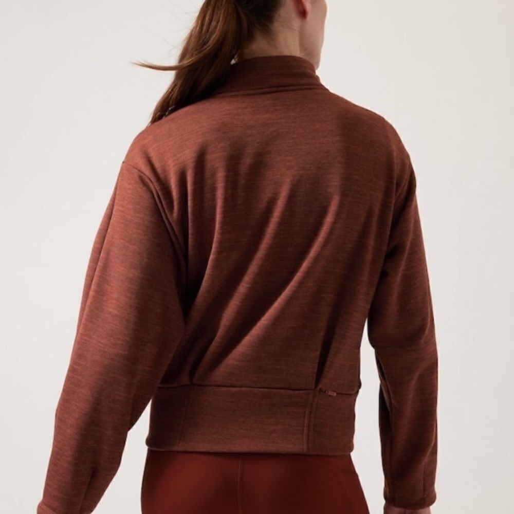 Athleta Altitude Polartec Half Zip Sweatshirt Mahogany Brown XXS - Picture 2 of 12